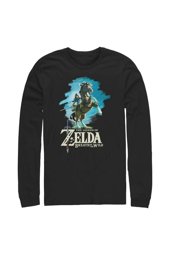 Mens Nintendo Legend of Zelda Breath of the Wild Link Epona Long Sleeve Shirt