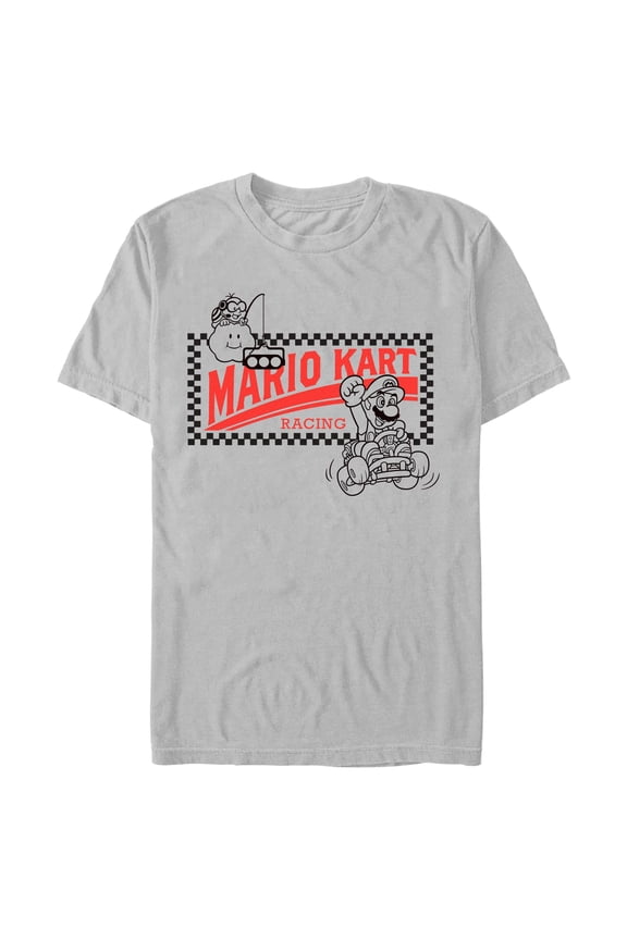 Mens Nintendo Racing Car Logo Outline T Shirt