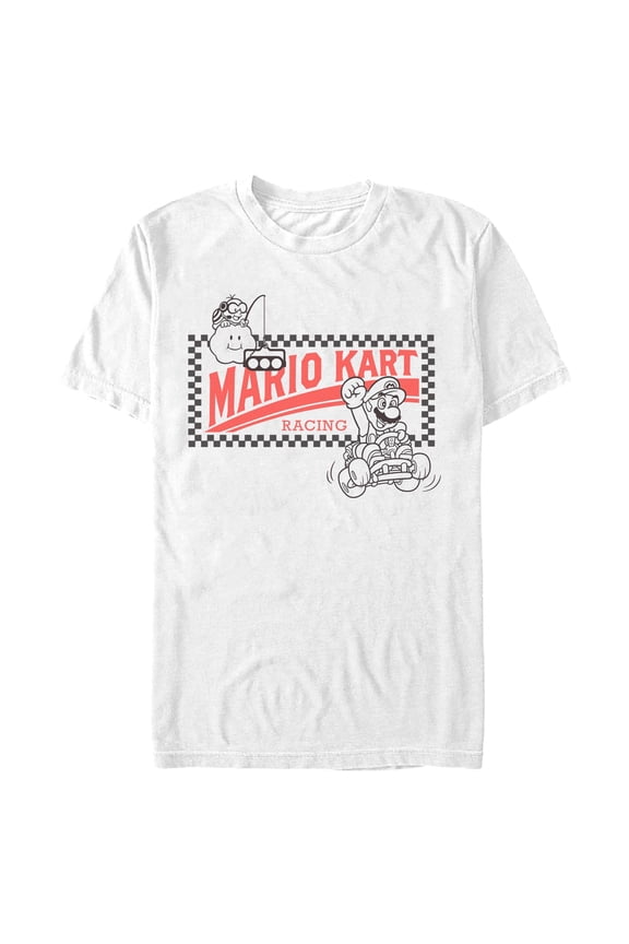 Mens Nintendo Racing Car Logo Outline T Shirt