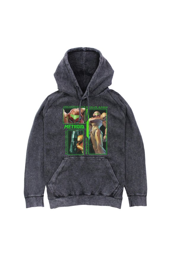 Mens Nintendo Samus Aran Power Suit Collage Lightweight Hoodie