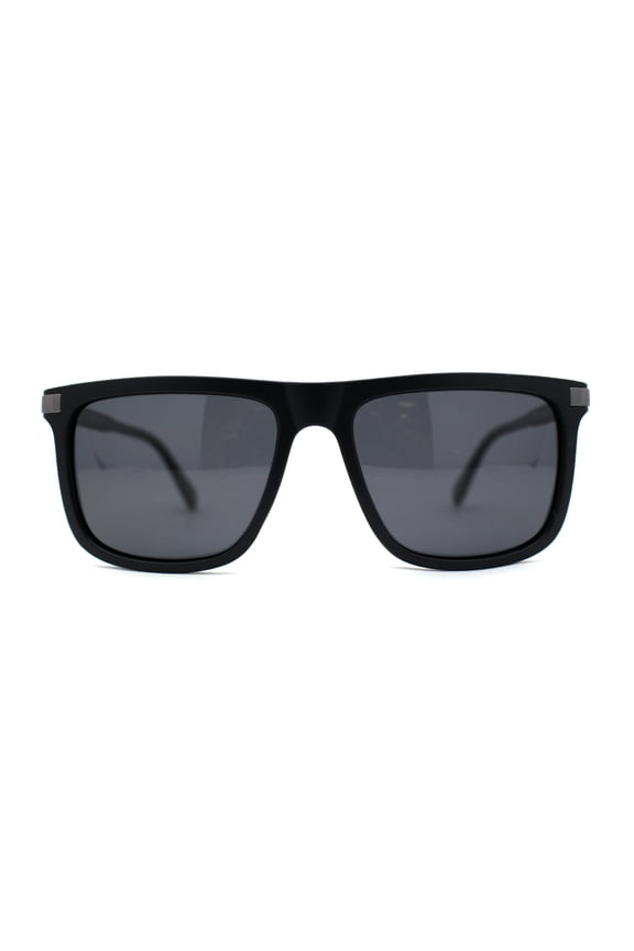 Mens No Glare Polarized Flat Top Horn Rim Rectangle Sunglasses Matte Black