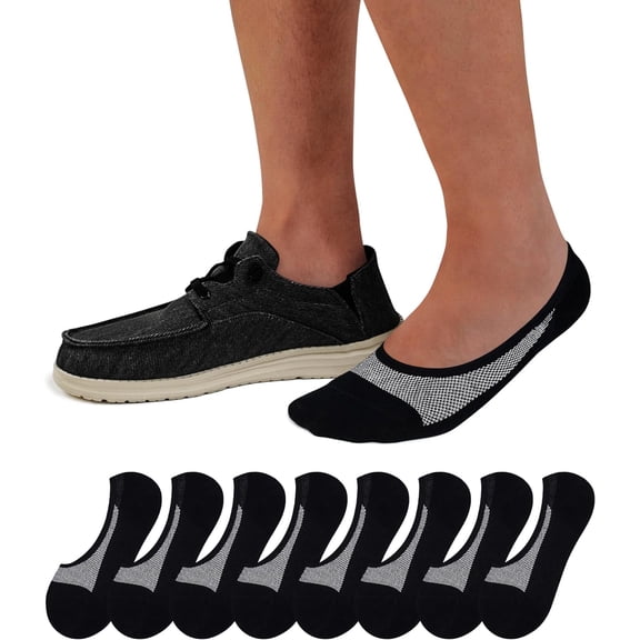 Mens No Show Socks 6/8 Pairs Thin Low Cut Non Slip Socks for Loafers Sneakers Boat Shoes Size 5-11/10-13