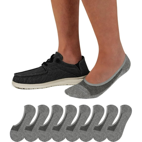 Mens No Show Socks 6/8 Pairs Thin Low Cut Non Slip Socks for Loafers Sneakers Boat Shoes Size 5-11/10-13