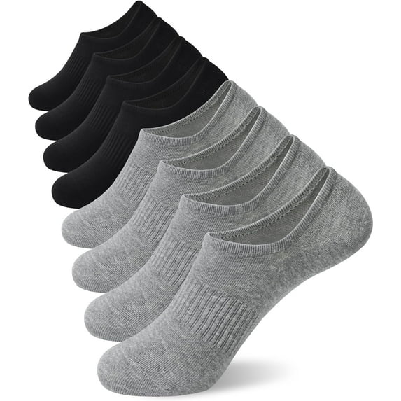 Mens No Show Socks 8 Pack Low Cut Non-Slip Invisible Short Socks for Sneaker Loafer