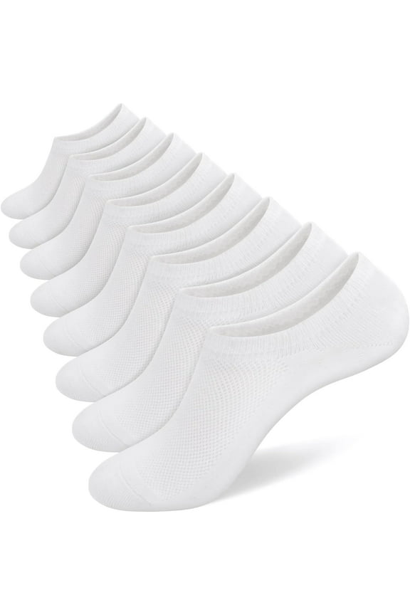 Mens No Show Socks 8 Pairs Invisible Low Cut Cotton Socks Ondo Non Slip Short Socks Size 5-8/9-11/12-14