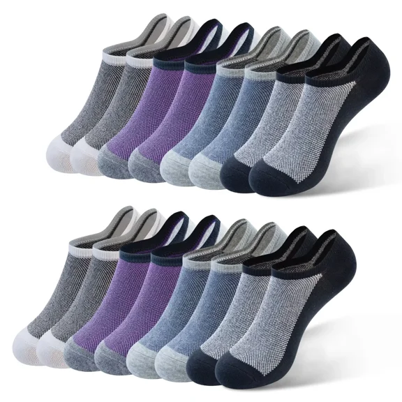 Mens No Show Socks, 8 Pairs Non Slip Ankle Socks for Men Low Cut Athletic Liner Sock for Loafer Flats Sneakers