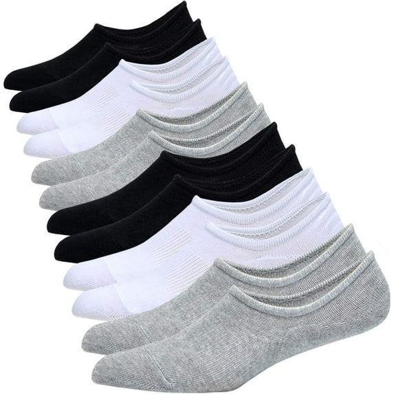 Mens No Show Socks Cotton Low Cut Short Casual Socks Men With Non-Slip Grips, 12 Pairs/8 Pairs/6 Pairs