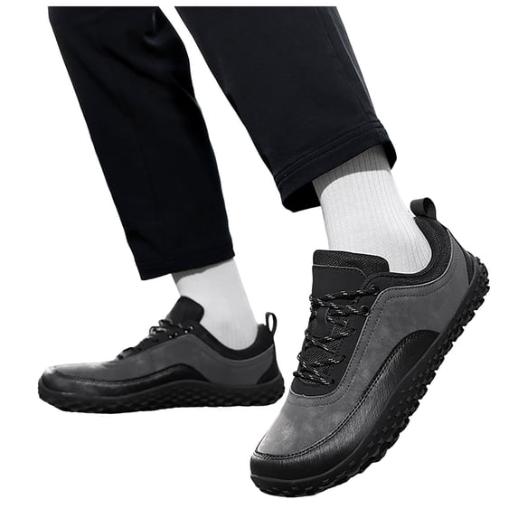 Mens Non Slip Faux Suede Leather Walking Shoes Wide Toe Box Slip On Sneakers Lightweight Hiking Shoes
