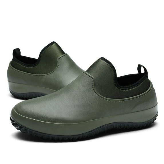 Mens Non Slip Food Service Chef Shoes EVA Waterproof Slip-On Garden Work Walking Shoes for Kitchen Restaurant