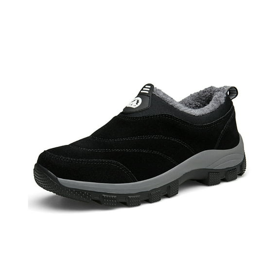 Mens Non-Slip Snow Boots Winter Outdoor Sports Shoes Fashion Casual Cotton Shoes Warm Fur Lined Hiking Shoes Black 6 UK