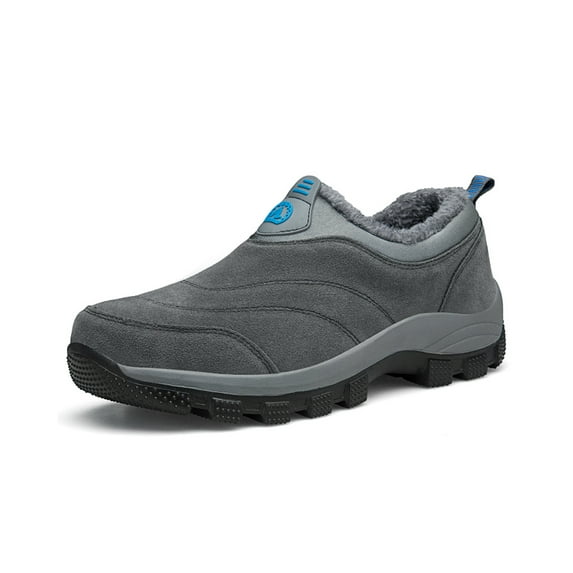 Mens Non-Slip Snow Boots Winter Outdoor Sports Shoes Fashion Casual Cotton Shoes Warm Fur Lined Hiking Shoes Gray 9.5 UK