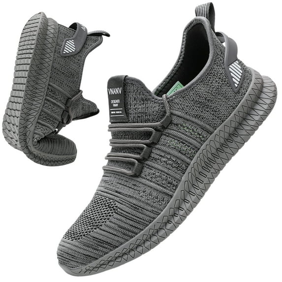 Mens Non Slip Walking Sneakers Lightweight Breathable Slip on Running Shoes Athletic Gym Tennis Shoes