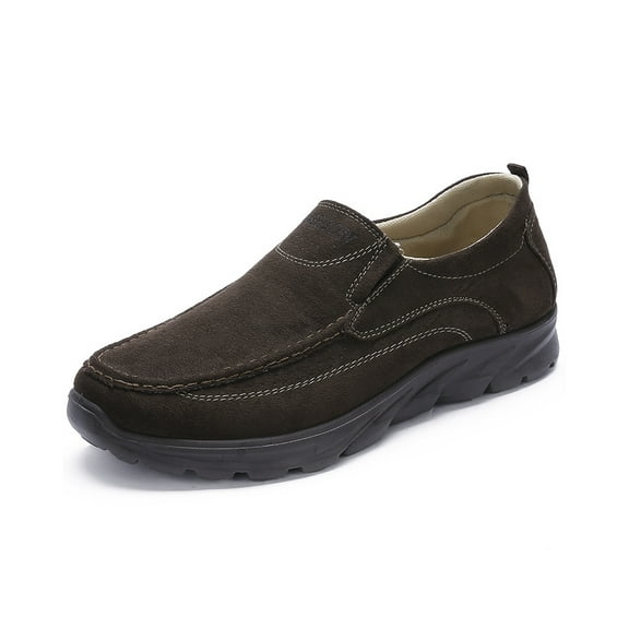 Mens Non-slip Loafers Comfortable Casual Walking Shoes Flat Outdoor Shoes Lightweight Soft Office Shoes Brown 11 US
