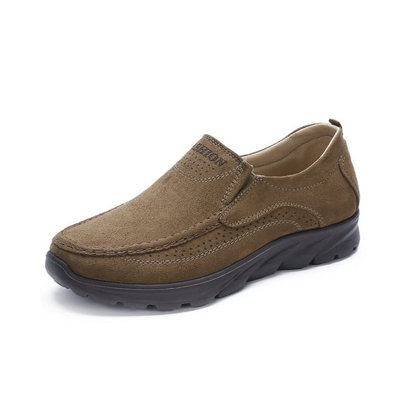 Mens Non-slip Loafers Comfortable Casual Walking Shoes Flat Outdoor Shoes Lightweight Soft Office Shoes Yellow 8.5 US