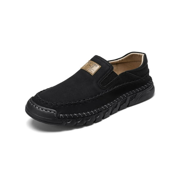 Mens Non-slip Loafers Outdoor Lightweight Walking Shoes Fashion Classic Business Shoes Soft Casual Shoes Black 10.5 US
