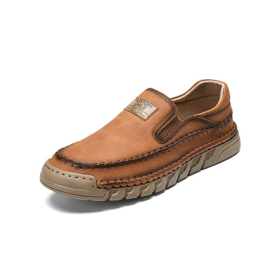 Mens Non-slip Loafers Outdoor Lightweight Walking Shoes Fashion Classic Business Shoes Soft Casual Shoes Brown 8.5 US