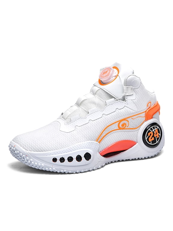 Mens Nonslip Sneakers Walking Breathable Lace Up High-Top Trainers Basketball Running Shoes for Boy Yellow 9.5
