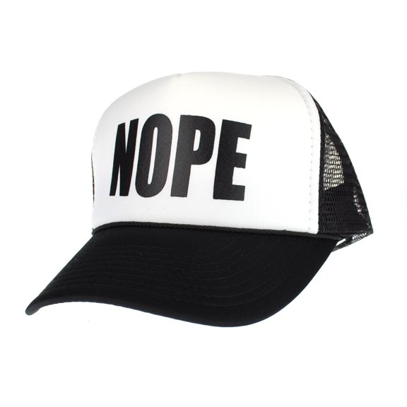 Mens Nope Ironic Funny Slogan Hipster Snap Back Cap Cotton Mesh Trucker Hat