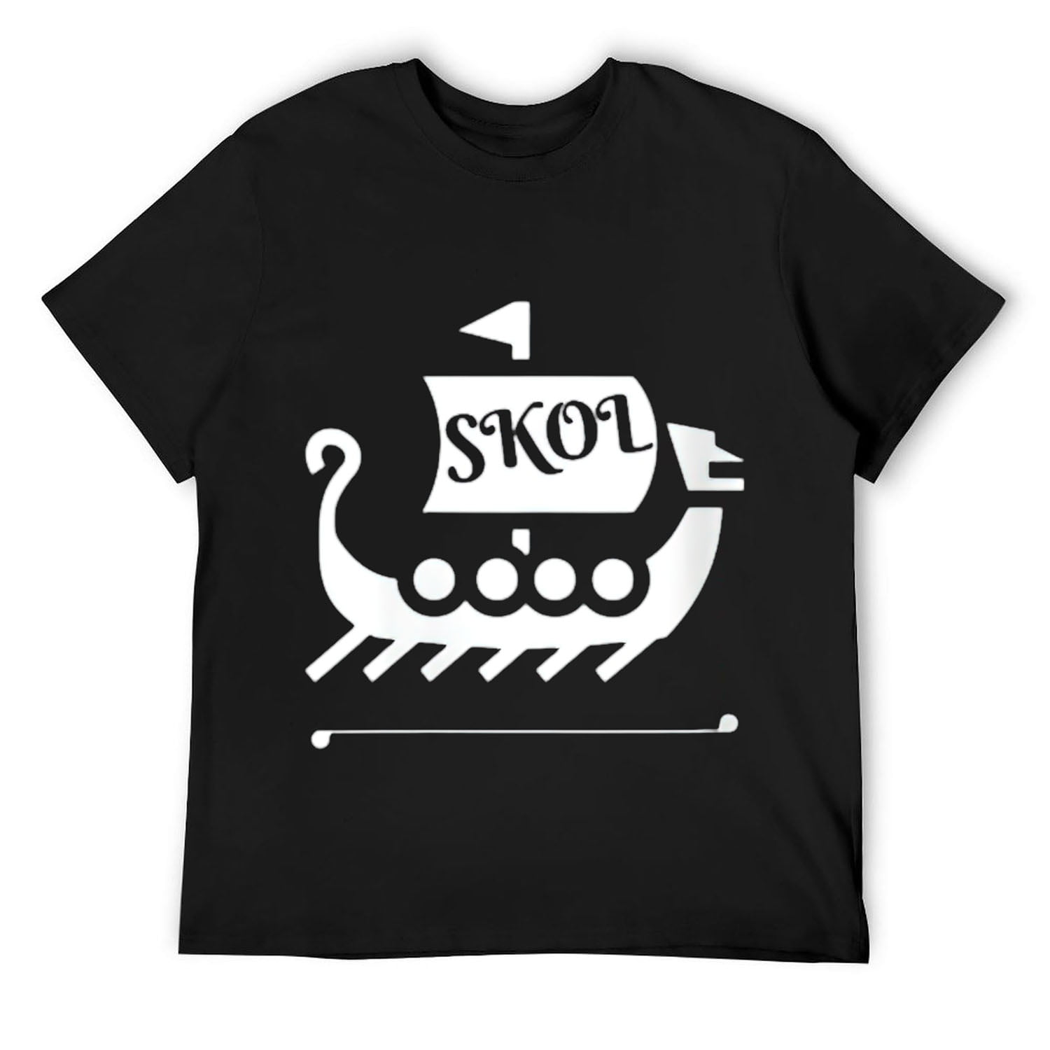 Mens Norse Sailing Ship Viking Boat Skol Design V-Neck T-Shirt Black 4X ...