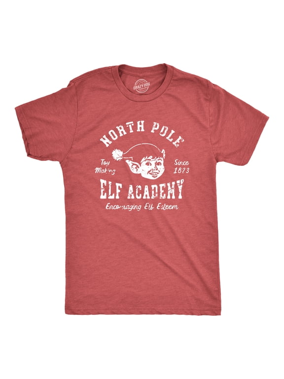 Mens North Pole Elf Academy T Shirt Funny Christmas Party Santas Helpers Tee for Guys Graphic Tees