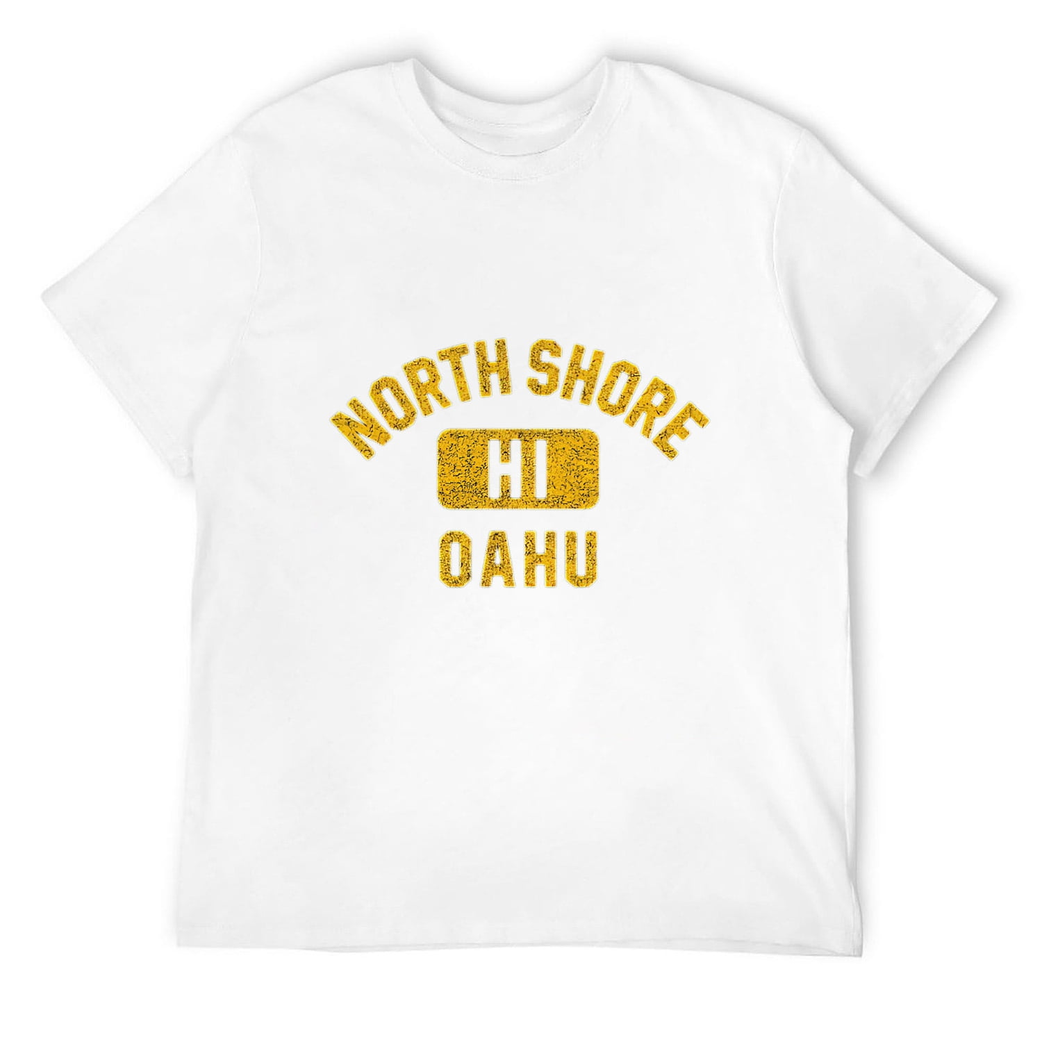 Mens North Shore Oahu Gym Style Distressed Amber Print T-Shirt White ...
