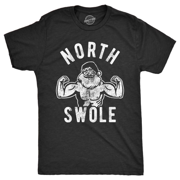 Mens North Swole T Shirt Funny Workout Santa Christmas Graphic Novelty Fitness Tee Graphic Tees