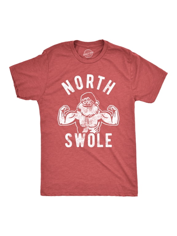 Mens North Swole T Shirt Funny Workout Santa Christmas Graphic Novelty Fitness Tee Graphic Tees