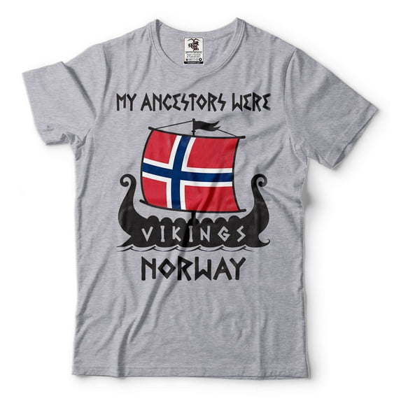 Mens Norway Flag Tshirt Norway Norwegian Vikings Tee My Ancestors Were Vikings Norway Shirt (3X-Large Grey)