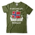 thumbnail image 1 of Mens Norway Flag Tshirt Norway Norwegian Vikings Tee My Ancestors Were Vikings Norway Shirt (4X-Large Military Green), 1 of 6