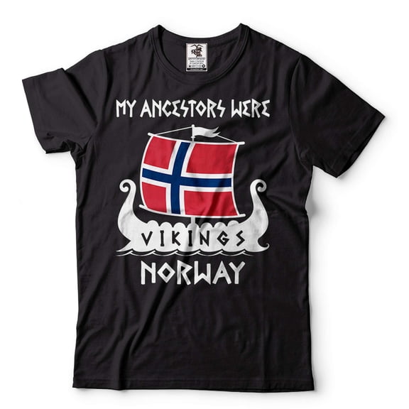 Mens Norway Flag Tshirt Norway Norwegian Vikings Tee My Ancestors Were Vikings Norway Shirt (X-Large Black)