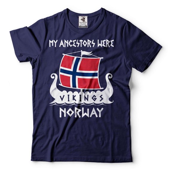 Mens Norway Flag Tshirt Norway Norwegian Vikings Tee My Ancestors Were Vikings Norway Shirt (XX-Large Navy Blue)