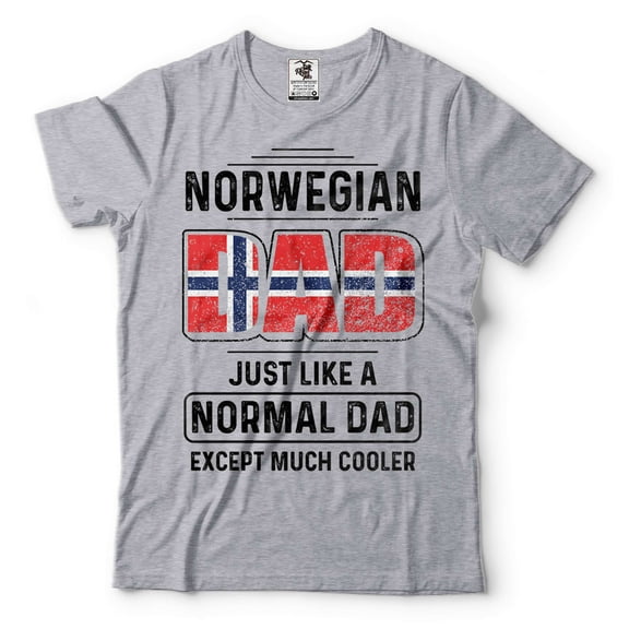 Mens Norwegian Dad T-shirt Norwegian Father Shirt Father's Day Gift Father Shirts (Small Grey)