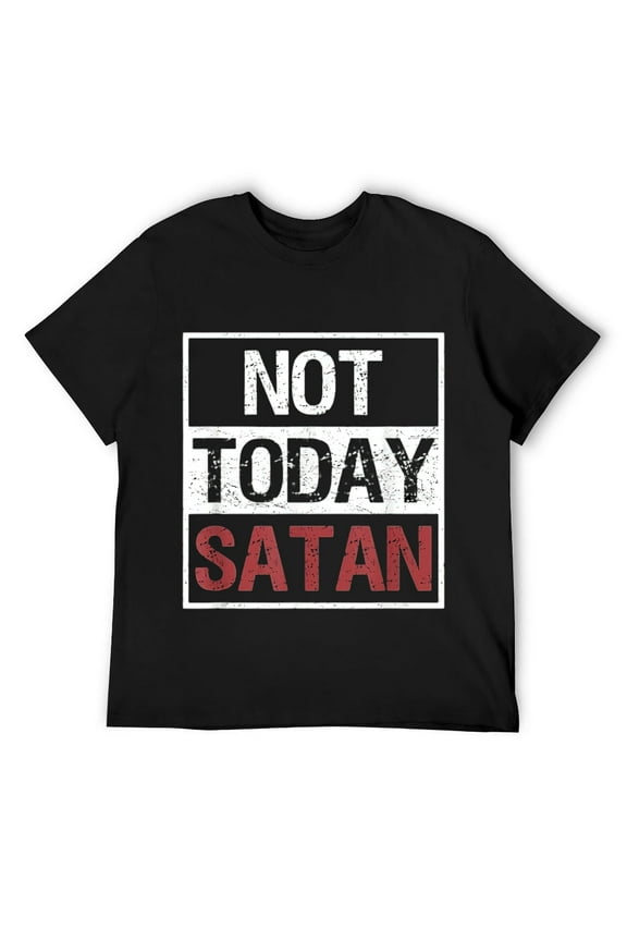 Mens Not Today Satan T-Shirt Funny Saying Christian Love Tshirt Black