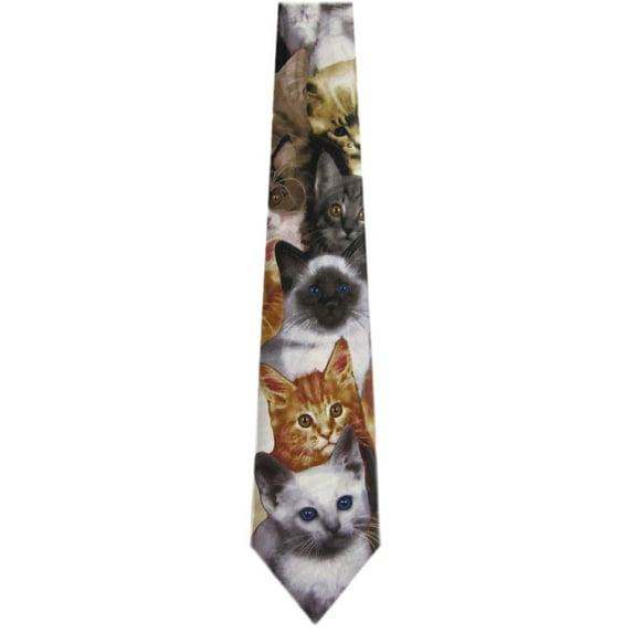 Mens Novelty Animal Tie Black Gray Brown
