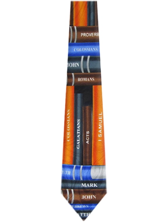 Mens Novelty Christian Necktie - Brown Orange Blue