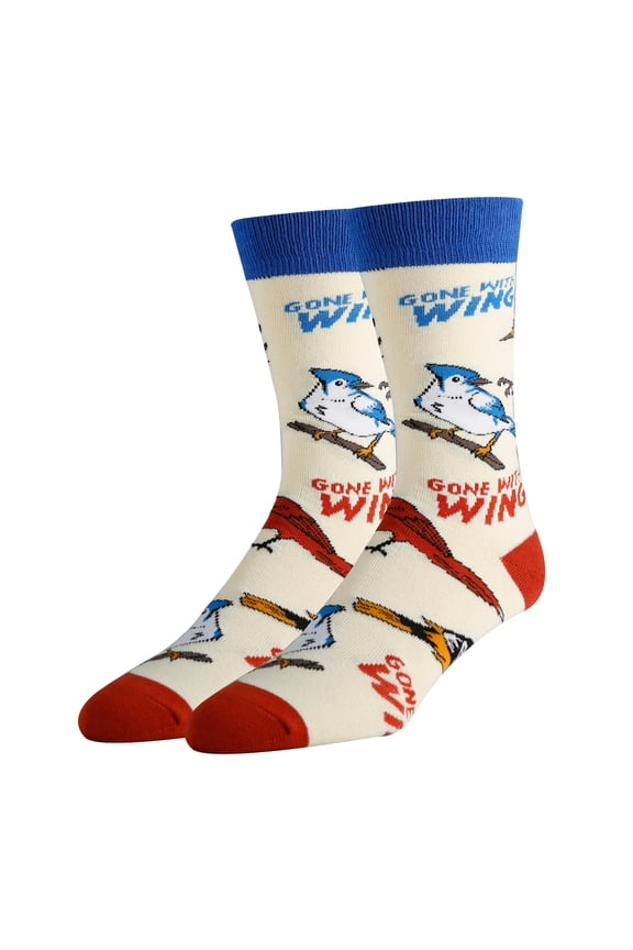 Mens Novelty Funny Crew Socks, Birds the Word, Colorful Dress Cotton Socks Crazy Fashion Socks