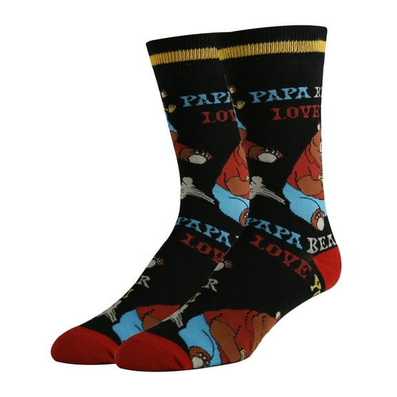 Mens Novelty Funny Crew Socks, Papa Bear, Colorful Dress Cotton Socks Crazy Fashion Socks