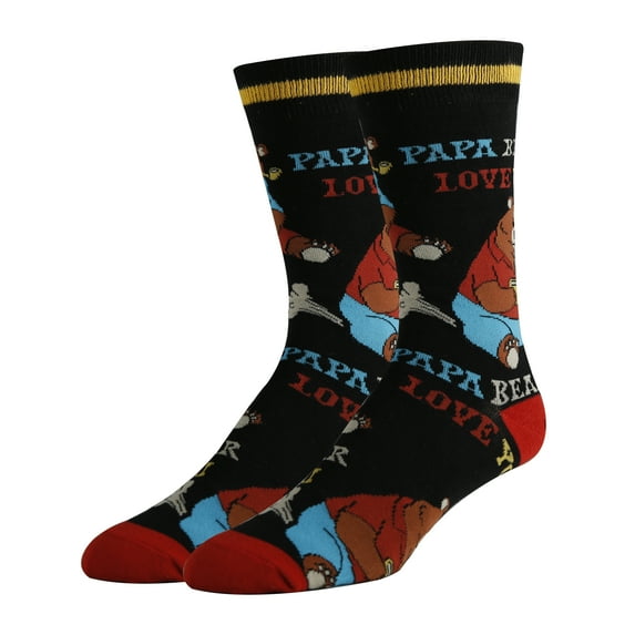 Mens Novelty Funny Crew Socks, Papa Bear, Colorful Dress Cotton Socks Crazy Fashion Socks