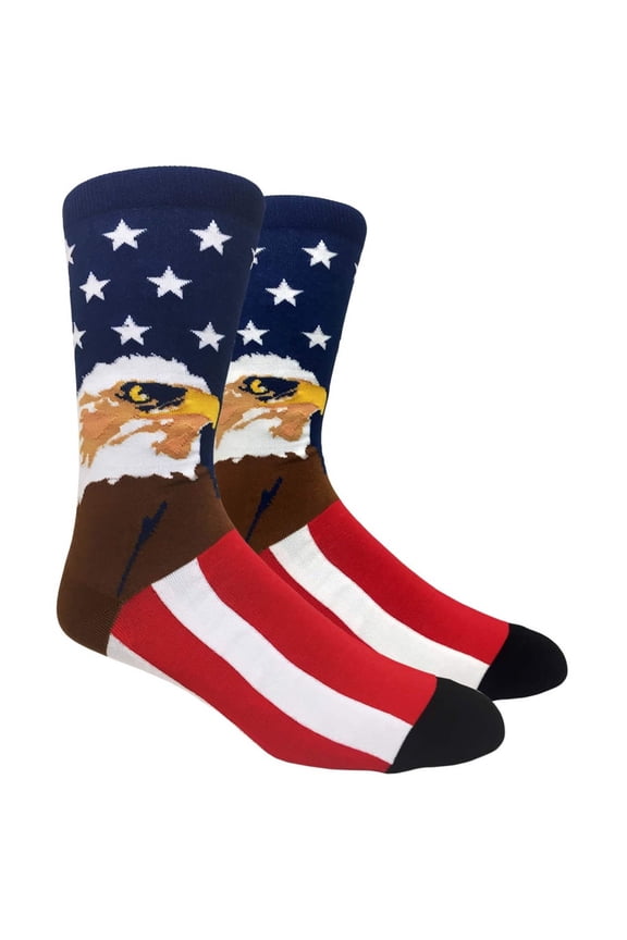 Mens Novelty Socks Colorful Funny Pattern Dress Casual Socks- Cartoon/American Eagle, 10-13, 1 Pair