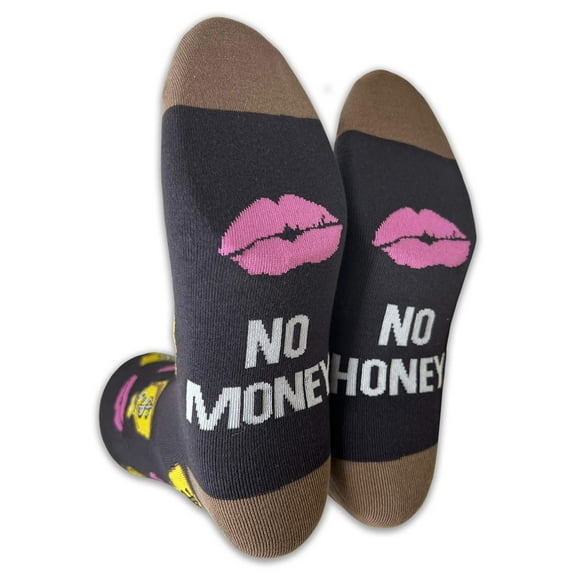 Mens Novelty Socks Colorful Funny Pattern Dress Casual Socks- Cartoon/Lips/No Money No Honey, 10-13, 1 Pair