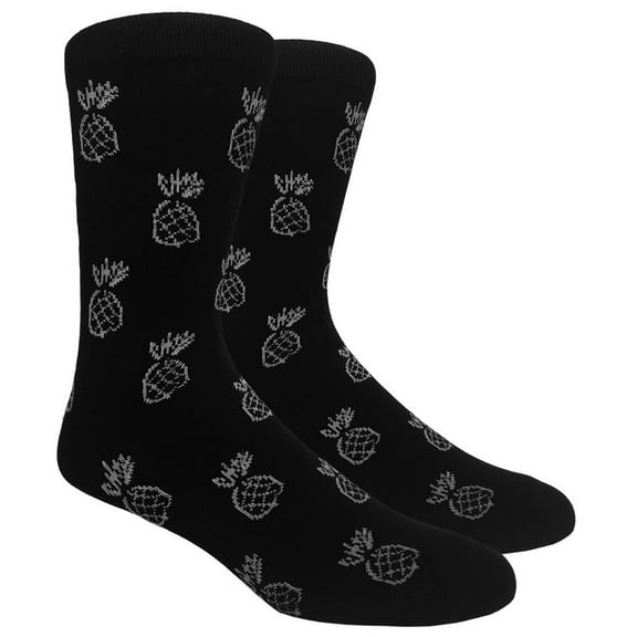 Mens Novelty Socks Colorful Funny Pattern Dress Casual Socks- Fruits/Pineapple Black, 10-13, 1 Pair