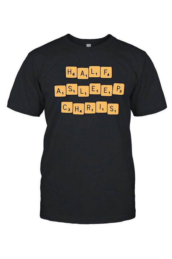 Mens Novelty Tee Half Asleep Chris Merch Simple Mens Premium Cotton Tee MenGifts Mens Short Sleeved TBirthday Himshirt Casual and Versatile Loose and Comfortable Street Style