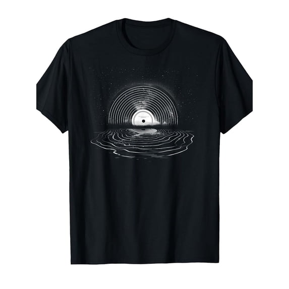 Mens Novelty Tee MenGifts MenS Vintage Vinyl Record Graphic TBirthday Himshirt Black Retro Music Tee with Moon Phase Design Soft Everyday Shirt DJs producers vinyl collectors All Season Casual Wear