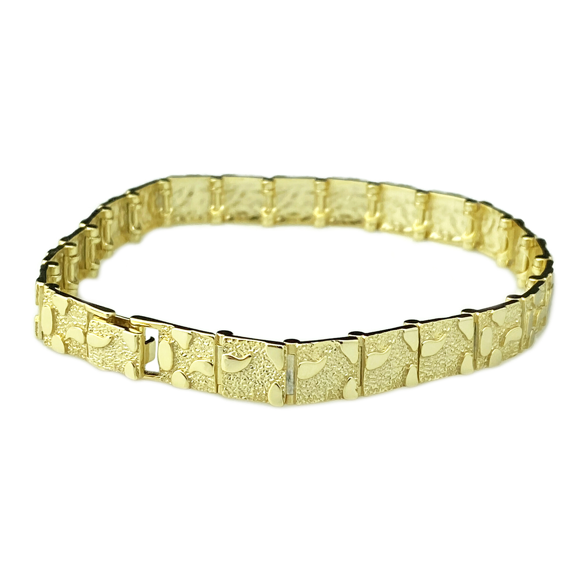 BLING CARTEL Mens Nugget Hip Hop Bracelet Gold Finish over Real Solid 925 Sterling Silver 8.5" x 8 MM Thick