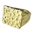 thumbnail image 1 of Mens Nugget Ring Gold Finish 20MM Square Chunky Hip Hop Rapper Jewelry Size 9, 1 of 13
