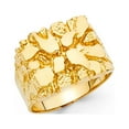 thumbnail image 1 of Mens Nugget Ring Solid 14k Yellow Gold Textured Band Diamond Cut Genuine Heavy 15MM, Size 9.5, 1 of 1