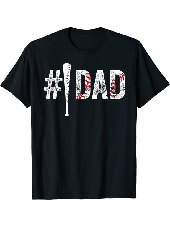 Mens Number One Baseball Dad for Fathers Day #1 Daddy T-Shirt