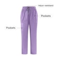 thumbnail image 1 of Mens Nurse Pants Working Solid Color V-neck Pocket Caregiver Elastic Nurse Pants Purple XL, 1 of 6