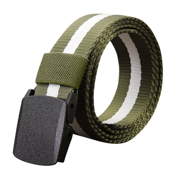Mens Nylon Belt with Plastic Buckle, Work Web Belt for Men, Casual Adjustable Canvas Belts, Non Metal Airport Friendly Unisex Canvas Belt Outdoor Training Belts (140cm/55"), Green