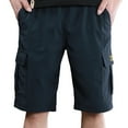 thumbnail image 1 of Mens Nylon Cargo Shorts with Multi-Pockets M-4X Plus Size Relaxed Drawstring Elastic Waist Straight Leg Quick-Dry Solid Casual Workout Short, 1 of 3